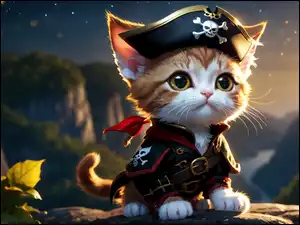 Grafika, Kot, Strój, Pirat