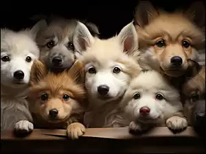 Portret kilku kudłatych psów