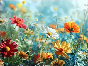 Grafika Kwiat, Kosmea, Kolorowe, Kwiaty
