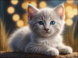 Szarawy kotek z niebieskimi oczami