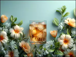 Szklanka, Kwiaty, Drink