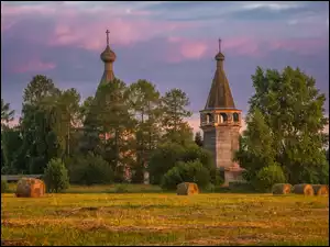 Drzewa, Cerkiew, Ściernisko, Słomy, Pole, Bele