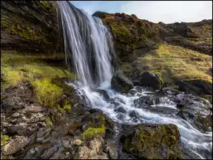 Wodospad, Islandia, Rzeka, Kamienie, Selvallafoss, Skały