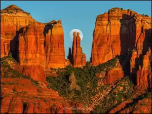 Skały, Księżyc, Arizona, Stany Zjednoczone, Cathedral Rock