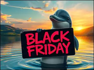 Delfin, Góry, Black Friday, Grafika, Jezioro