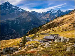 Jesień, Austria, Góry, Chata, Tyrol, Alpy, Ogrodzenie, Karyntia