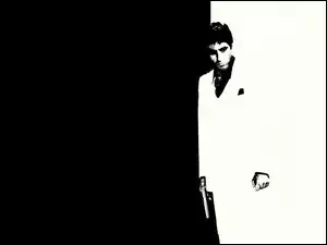 Al Pacino, pistolet, jasny, strój