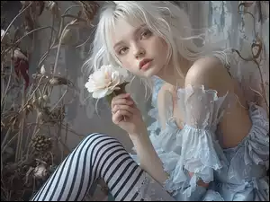 Dziewczyna z fantazji z różą