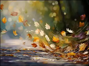 AI, Liście, Jesień, Grafika