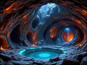 Jaskinia, Skały, Tunel, AI, Wnęki, Światło