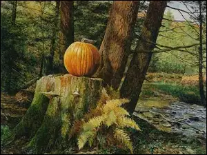 Halloween, dynia w lesie
