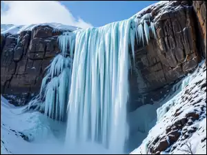 Sople, Zima, Wodospad, Skały, Śnieg