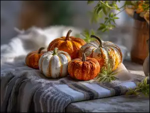 Grafika AI, Dynie, Tkaniny, Rośliny