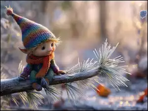 Grafika AI, Skrzat, Gałąź, Szron