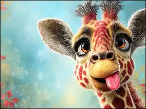 Grafika AI, Żyrafa, Język, Śmieszne