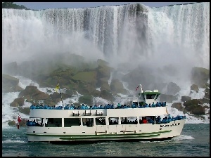 Statek, Niagara, Wycieczkowy, Wodospad