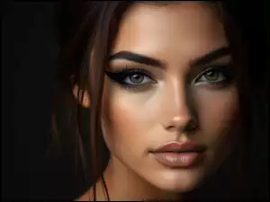 Grafika AI, Dziewczyna, Twarz, Spojrzenie