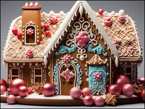 Domek, Piernik, Udekorowany, Piernikowy
