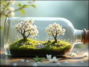 Dekoracja, Butelka, Drzewa