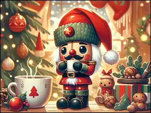 Choinka, Kubek, Zabawki, Dziadek do orzechów, Dekoracje