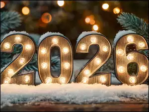 Zima, Grafika AI, Nowy Rok, 2026, Świerk