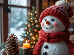 Choinka, Bałwanek, Szyszka, Okno, Czapka, Świeca, AI, Szalik