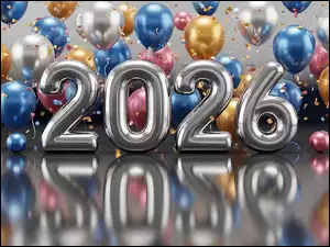 Grafika AI, Nowy Rok, 2026, Balony