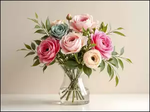 Kwiaty, Wazon, Kolorowe