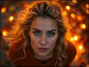 Twarz, Oczy, Blondynka, Kobieta, Szaro-niebieskie