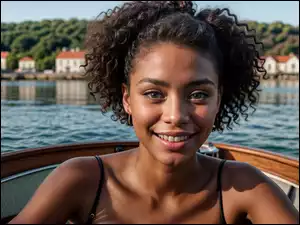 Twarz, Uśmiechnięta, Kobieta