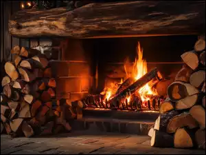 Drewno, Kominek, Ogień