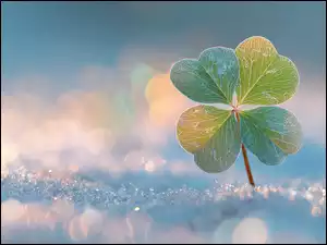 Czterolistna koniczyna ns śniegu