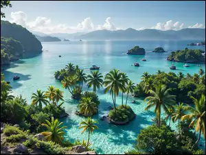 Palmy, Tropiki, Wysepki, Morze, Góry