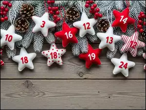 Kompozycja, Gwiazdki, Jagody, Adwentowa, Gałązki, Deski, Świąteczne, Szyszki