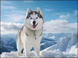 Ośnieżone, Zima, Pies, Jęzor, Góry, Siberian husky