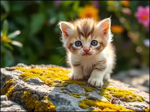 Grafika AI, Kot, Kotek, Skała