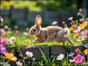 Murek, Królik, Kolorowe, Kwiaty