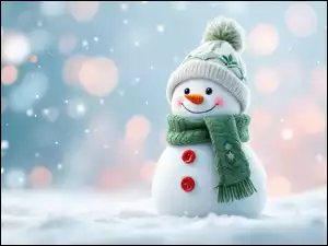 Bałwanek, Szalik, Śnieg, Zima, Czapka