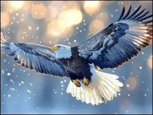 Bielik amerykański, Skrzydła, Ptak, Fruwający, Rozpostarte