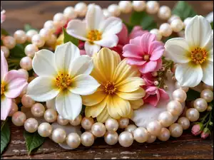 Korale, Kwiaty, Perły