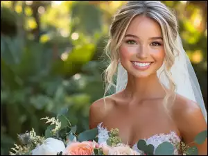 Blondynka, Welon, Panna młoda, Kobieta, Ślub