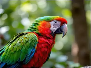 Zbliżenie, Ptak, Papuga, Ara
