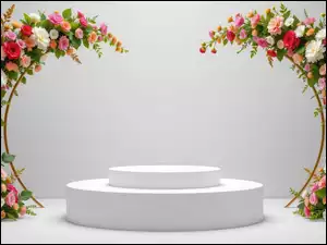 Kwiaty, Podium, Dekoracja, Kolorowe