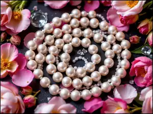 Biżuteria, Perły, Kwiaty, Różowe, Korale