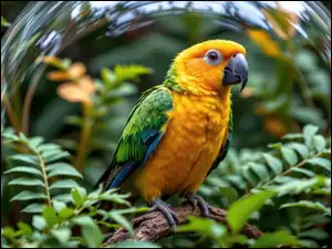 Szklana, Grafika AI, Liście, Papuga, Kula