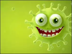 Uśmiechnięty, Wesoły, Śmieszne, Wirus, Grafika, Tło, Zielone