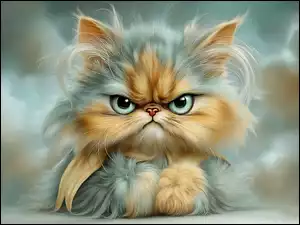 Puszysty kot w grafice AI