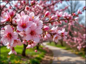 Grafika AI, Gałązka, Kwiaty, Drzewo owocowe