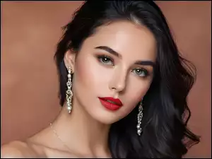 Brunetka w makijażu i kolczykach