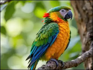 Drzewo, AI, Papuga, Kolorowa, Gałązka